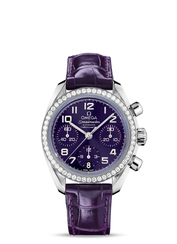 OMEGA SPEEDMASTER CHRONOGRAPH 38MM STAINLESS STEEL PURPLE DIAL LADIES WATCH